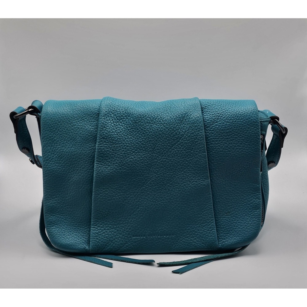 Aimee Kestenberg Pebbled Leather Shoulder Bag Bondi Water Aqua Blue Back Pocket